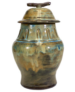 Rustic Cremation Urn - Fluted Design, Stoneware