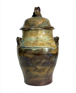 Tall Rustic Cremation Urn w/Dancing Leaves