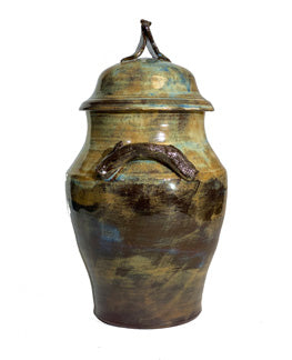 Tall Rustic Cremation Urn w/Dancing Leaves
